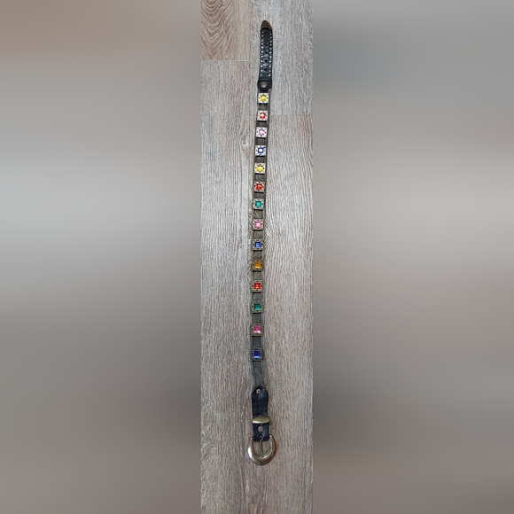 VINTAGE GUN METAL MULTI-COLORED MESH BELT main image 5